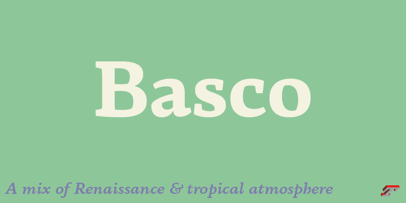 Card displaying Basco typeface in various styles