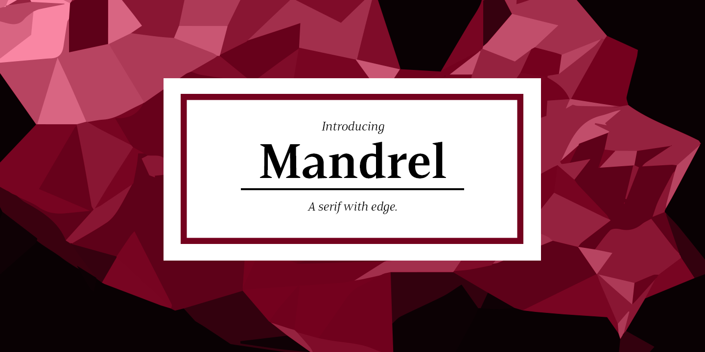 Card displaying Mandrel typeface in various styles