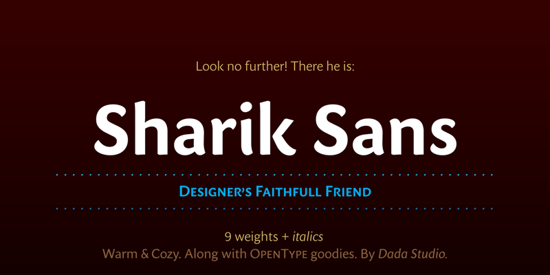 Card displaying Sharik Sans typeface in various styles