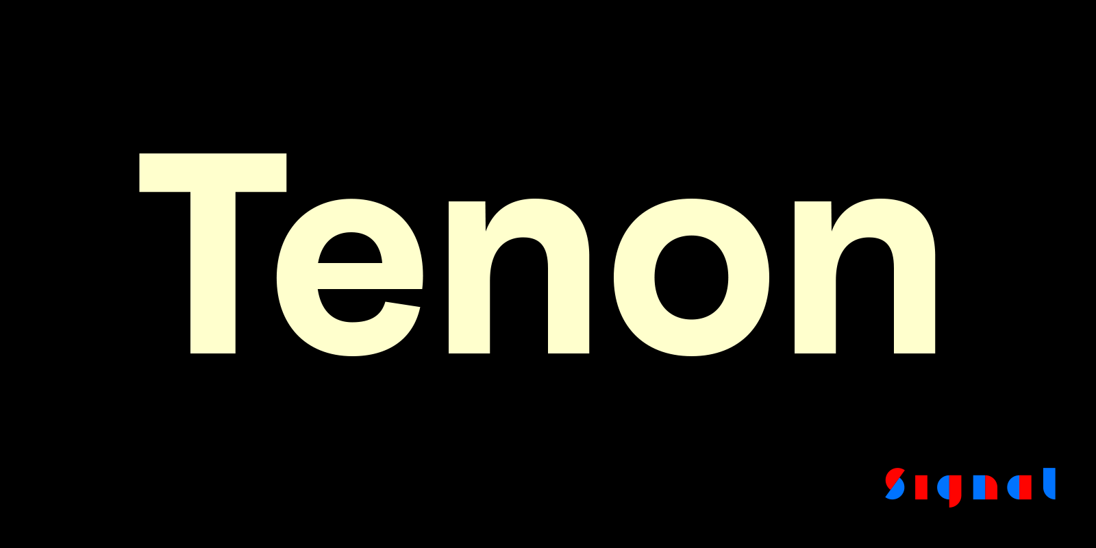 Card displaying Tenon typeface in various styles