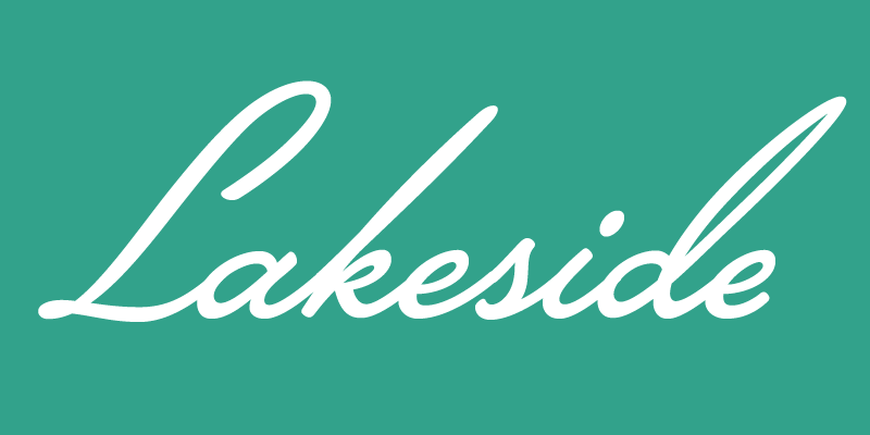 Card displaying Lakeside typeface in various styles