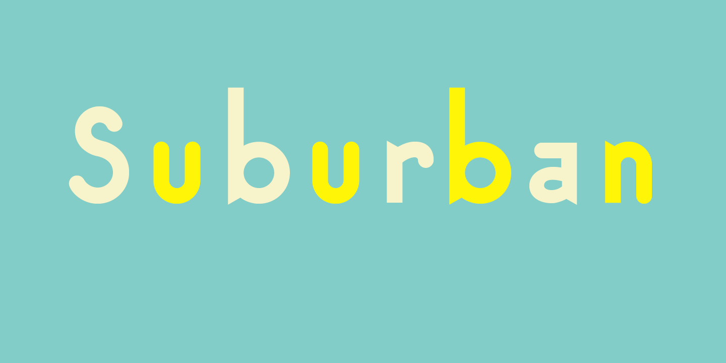 Card displaying Suburban typeface in various styles