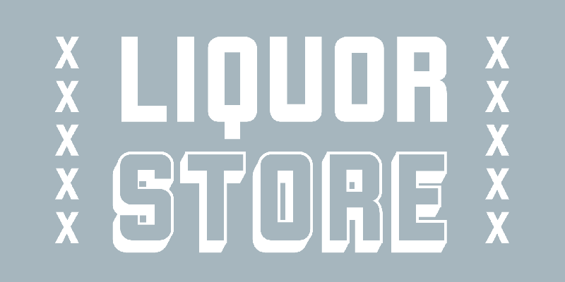 Card displaying Liquorstore typeface in various styles