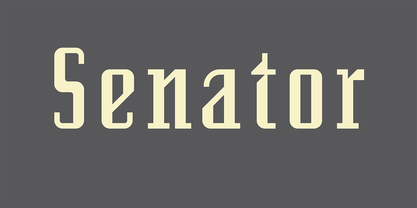 Card displaying Senator typeface in various styles