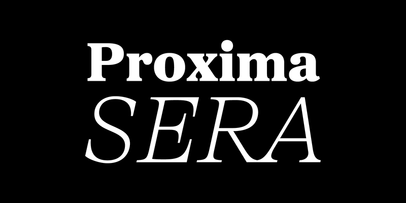 Card displaying Proxima Sera typeface in various styles