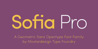 Card displaying Sofia typeface in various styles