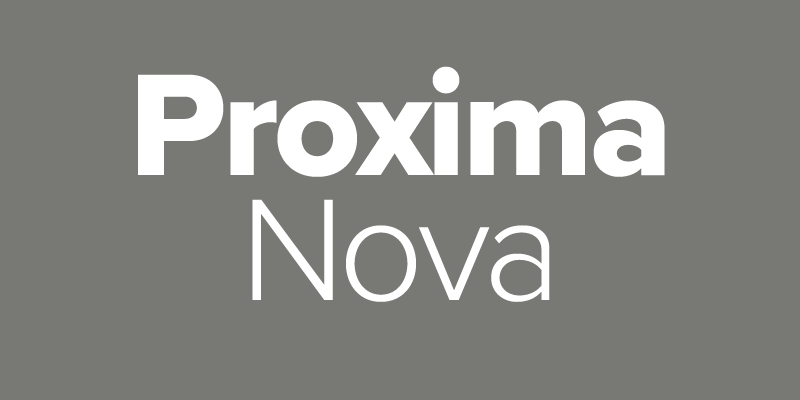 Card displaying Proxima Nova typeface in various styles