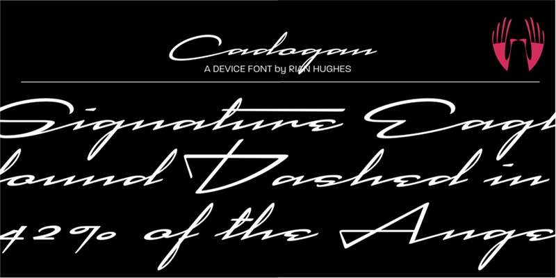 Card displaying Cadogan typeface in various styles