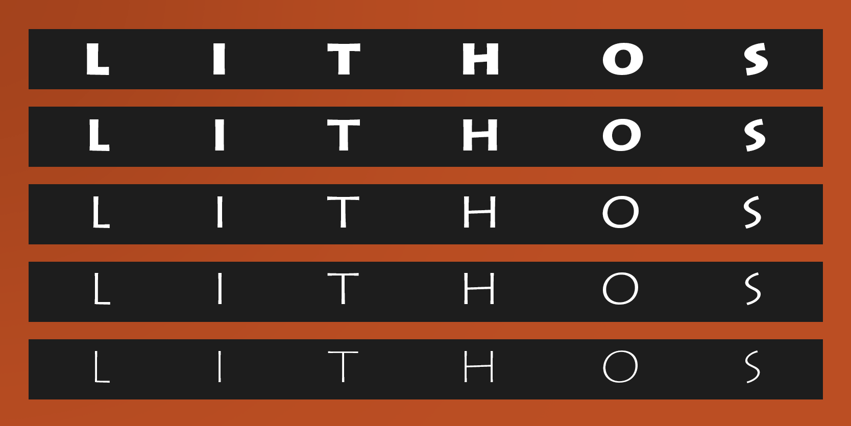 Card displaying Lithos typeface in various styles