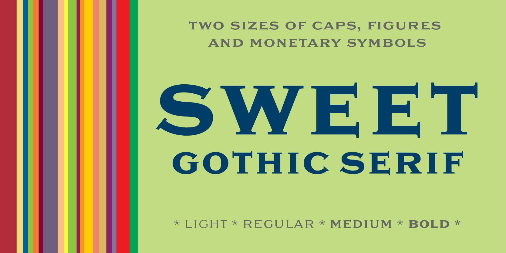Card displaying Sweet Gothic Serif typeface in various styles