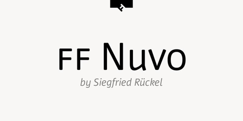 Card displaying FF Nuvo typeface in various styles