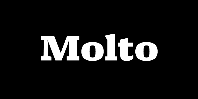 Card displaying Molto typeface in various styles
