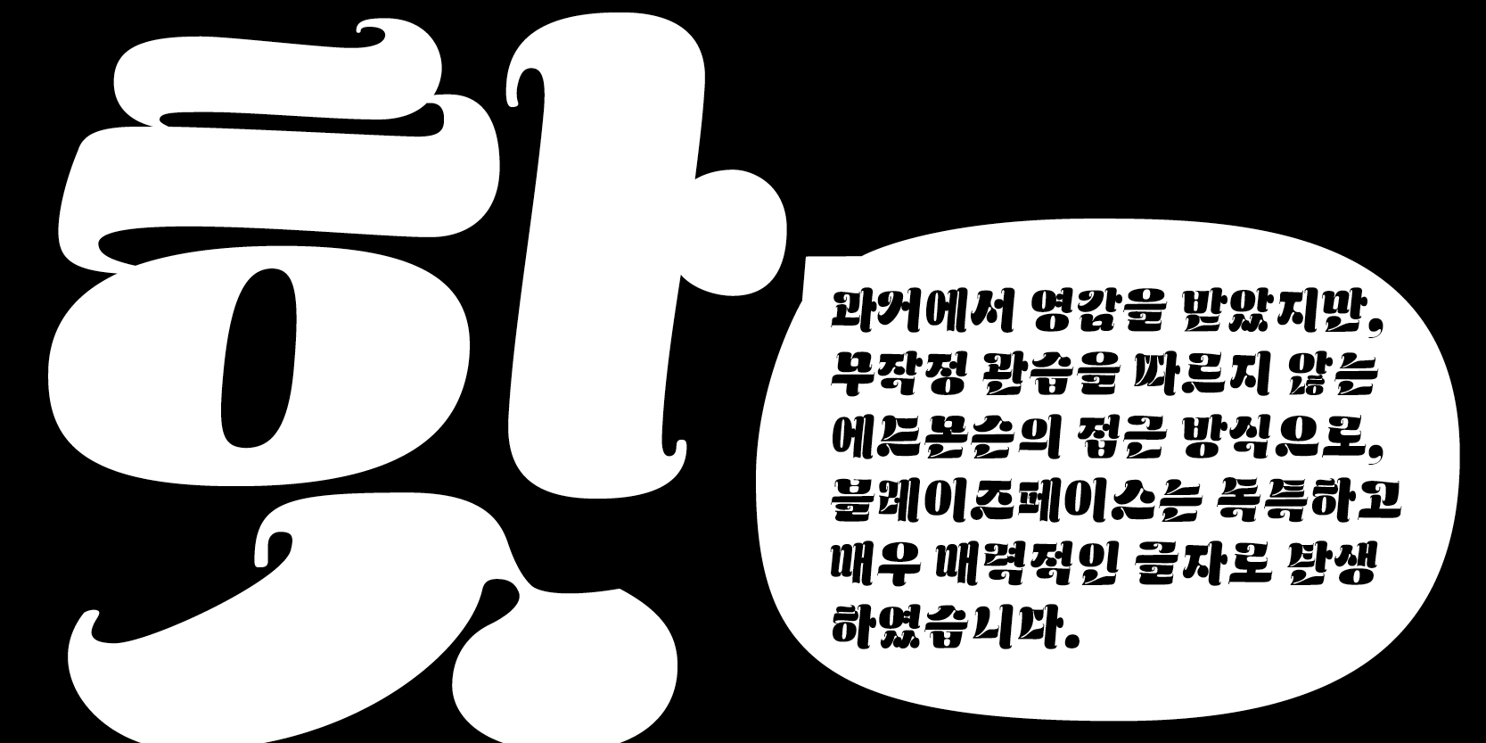 Card displaying Blazeface Hangeul typeface in various styles