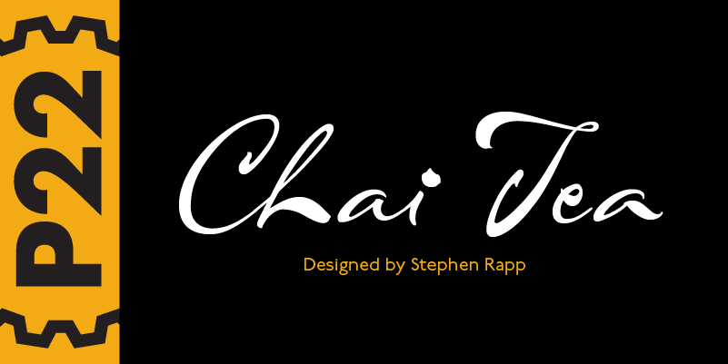 Card displaying P22 Chai Tea Pro typeface in various styles