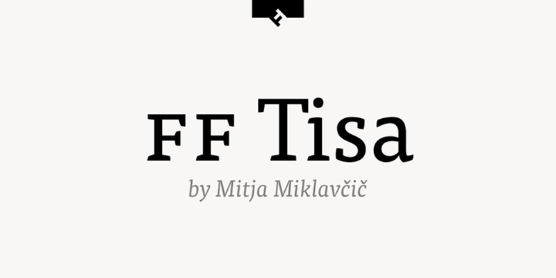 Card displaying FF Tisa typeface in various styles