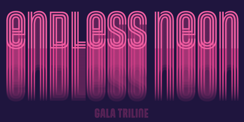 Card displaying Gala typeface in various styles