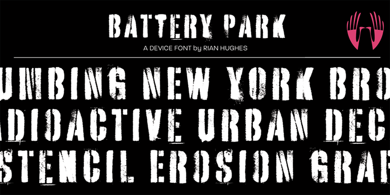 Card displaying Battery Park typeface in various styles