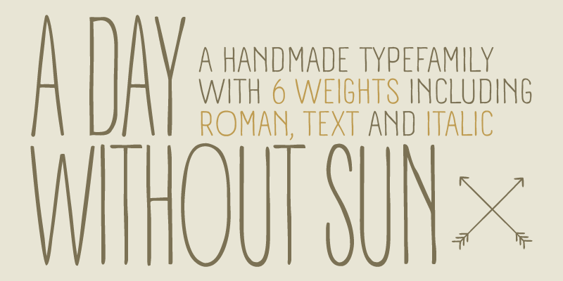 Card displaying A Day Without Sun typeface in various styles