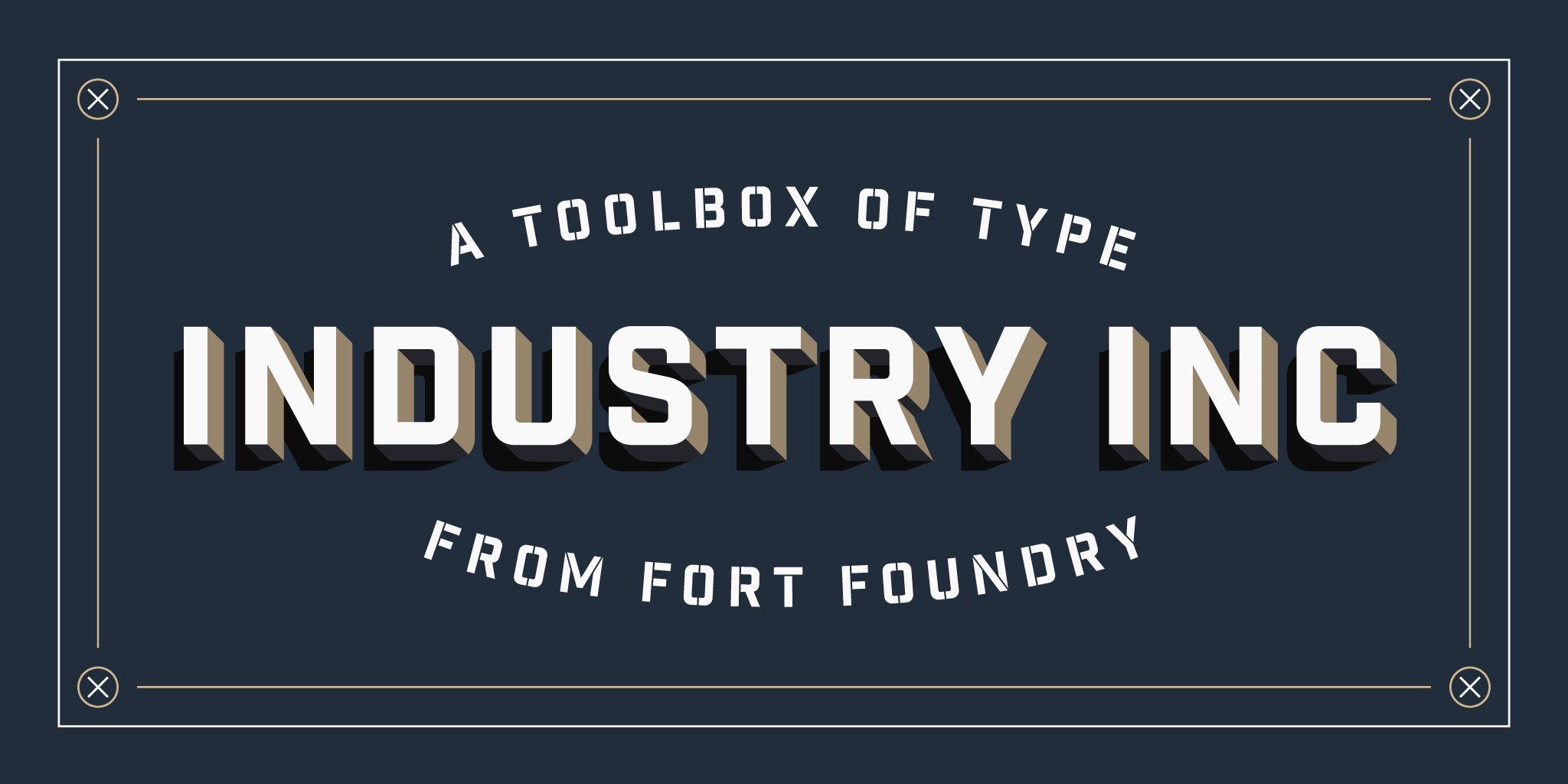 Card displaying Industry Inc typeface in various styles