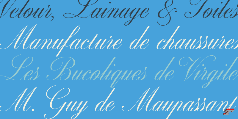 Card displaying Altesse typeface in various styles