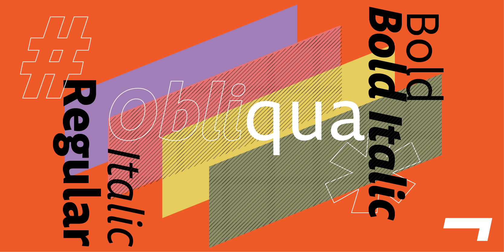 Card displaying Obliqua Sans typeface in various styles