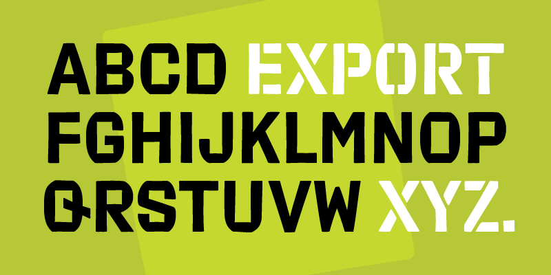 Card displaying Export typeface in various styles