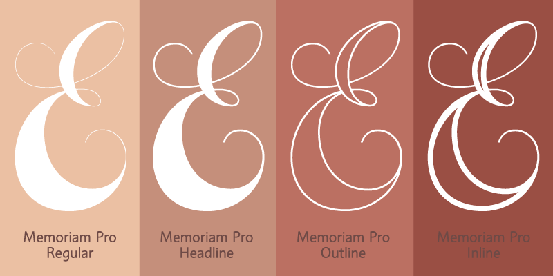 Card displaying Memoriam typeface in various styles