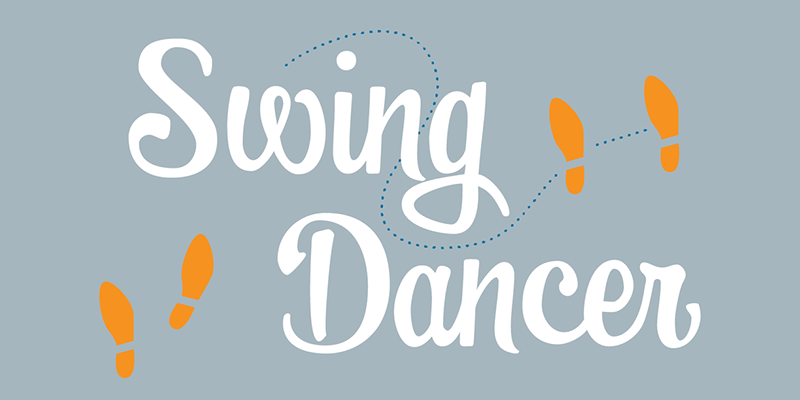 Card displaying Swingdancer typeface in various styles