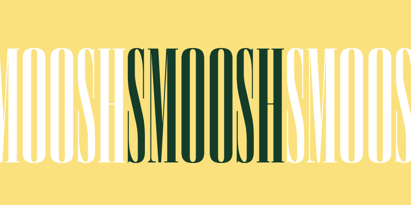 Card displaying Smoosh typeface in various styles