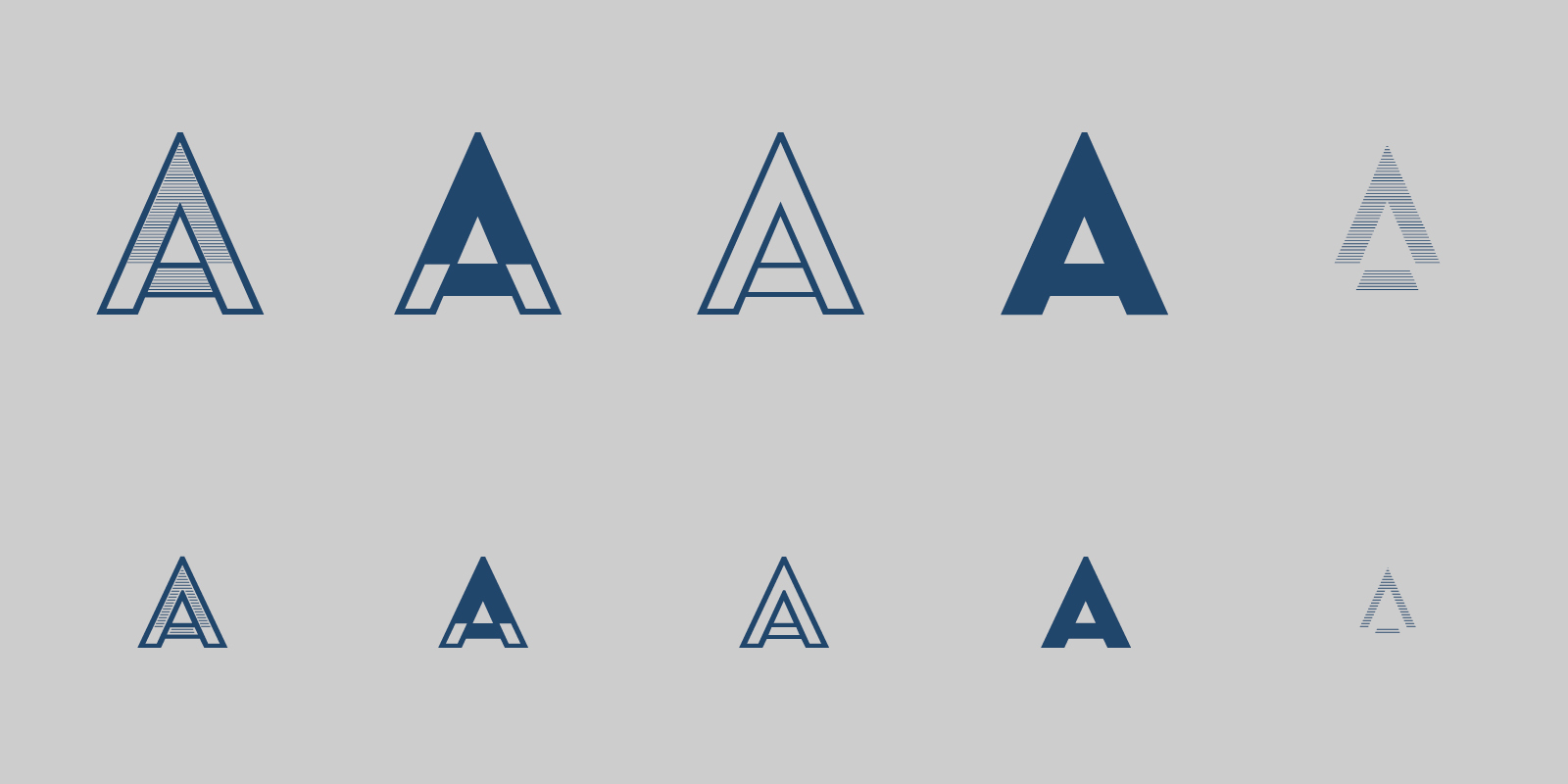 Card displaying Acier BAT typeface in various styles