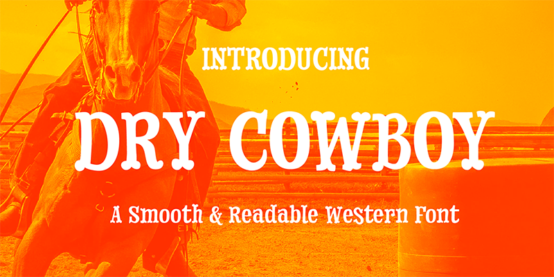 Card displaying Dry Cowboy typeface in various styles