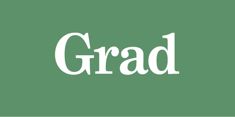 Card displaying Grad typeface in various styles