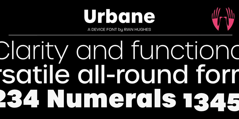 Card displaying Urbane typeface in various styles