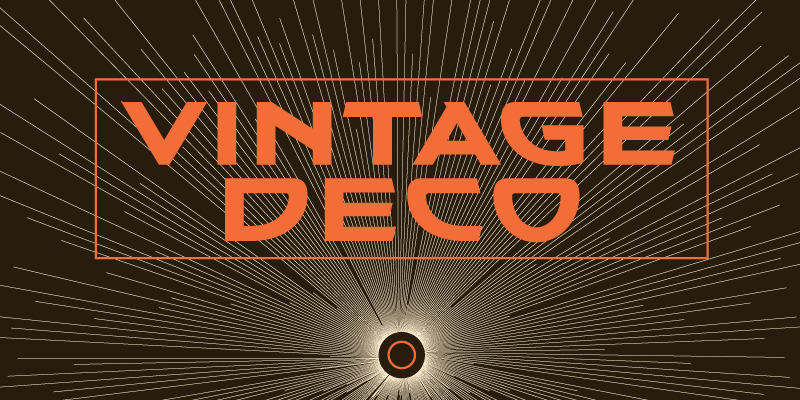 Card displaying Vintage Deco typeface in various styles