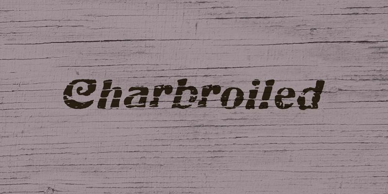 Card displaying Charbroiled typeface in various styles