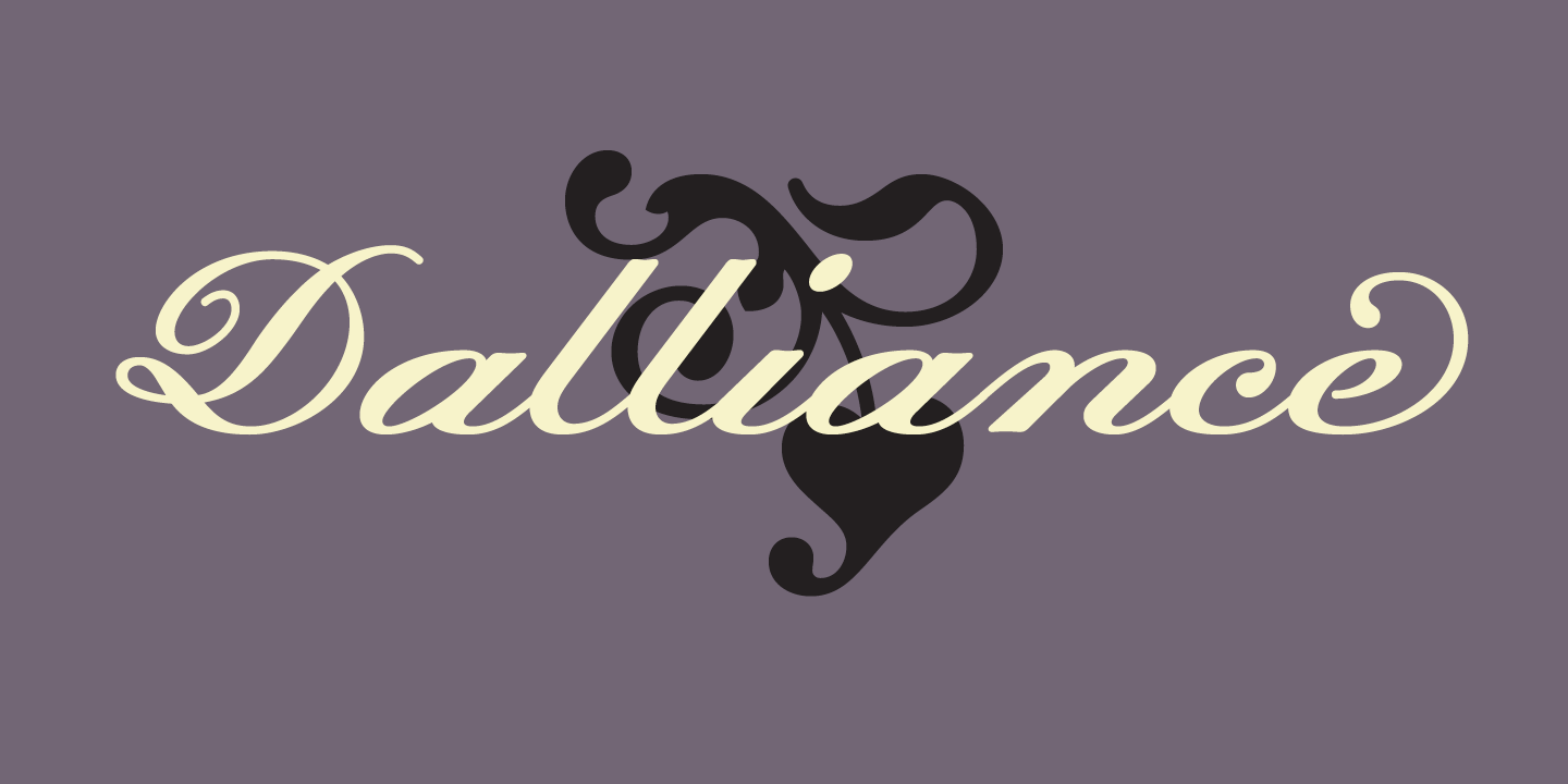 Card displaying Dalliance typeface in various styles
