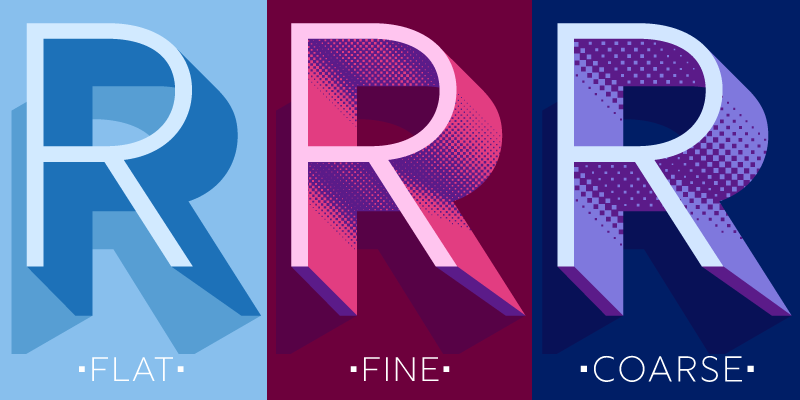 Card displaying Rig Shaded typeface in various styles