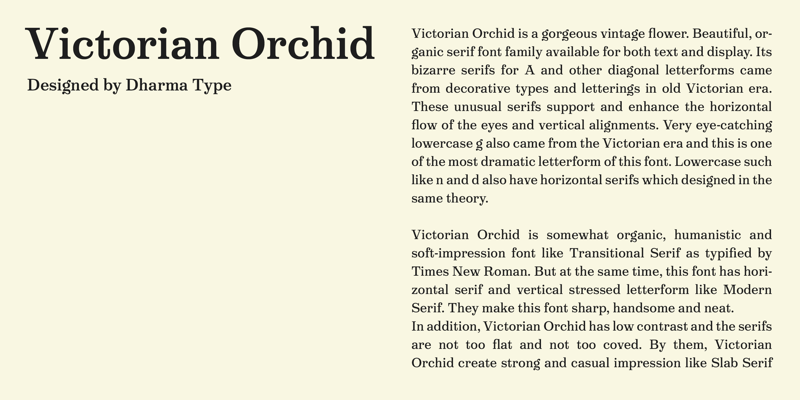 Card displaying Victorian Orchid typeface in various styles