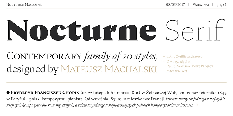 Card displaying Nocturne Serif typeface in various styles