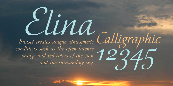 Card displaying Elina typeface in various styles