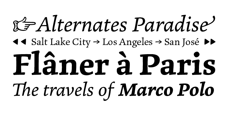 Card displaying Marco typeface in various styles