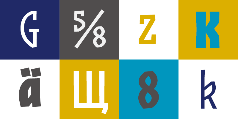 Card displaying JAF Zalamander typeface in various styles