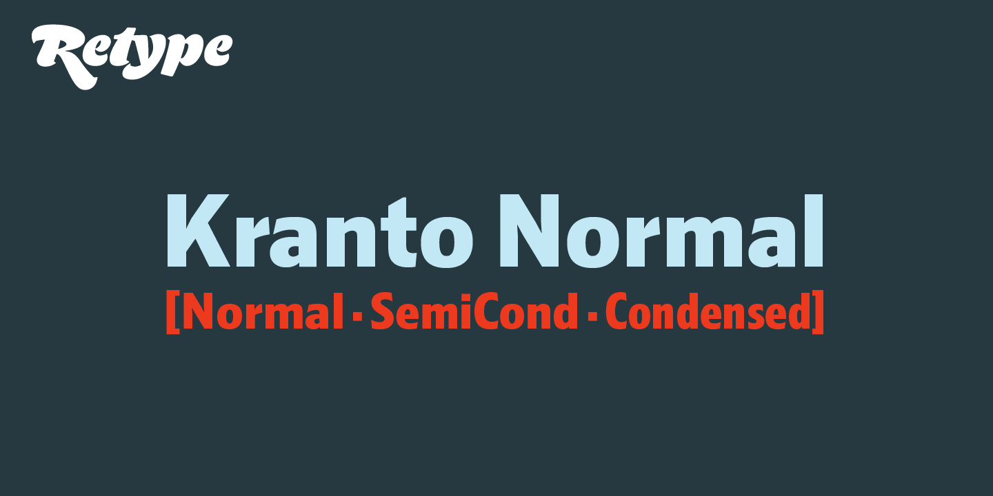 Card displaying Kranto Normal typeface in various styles