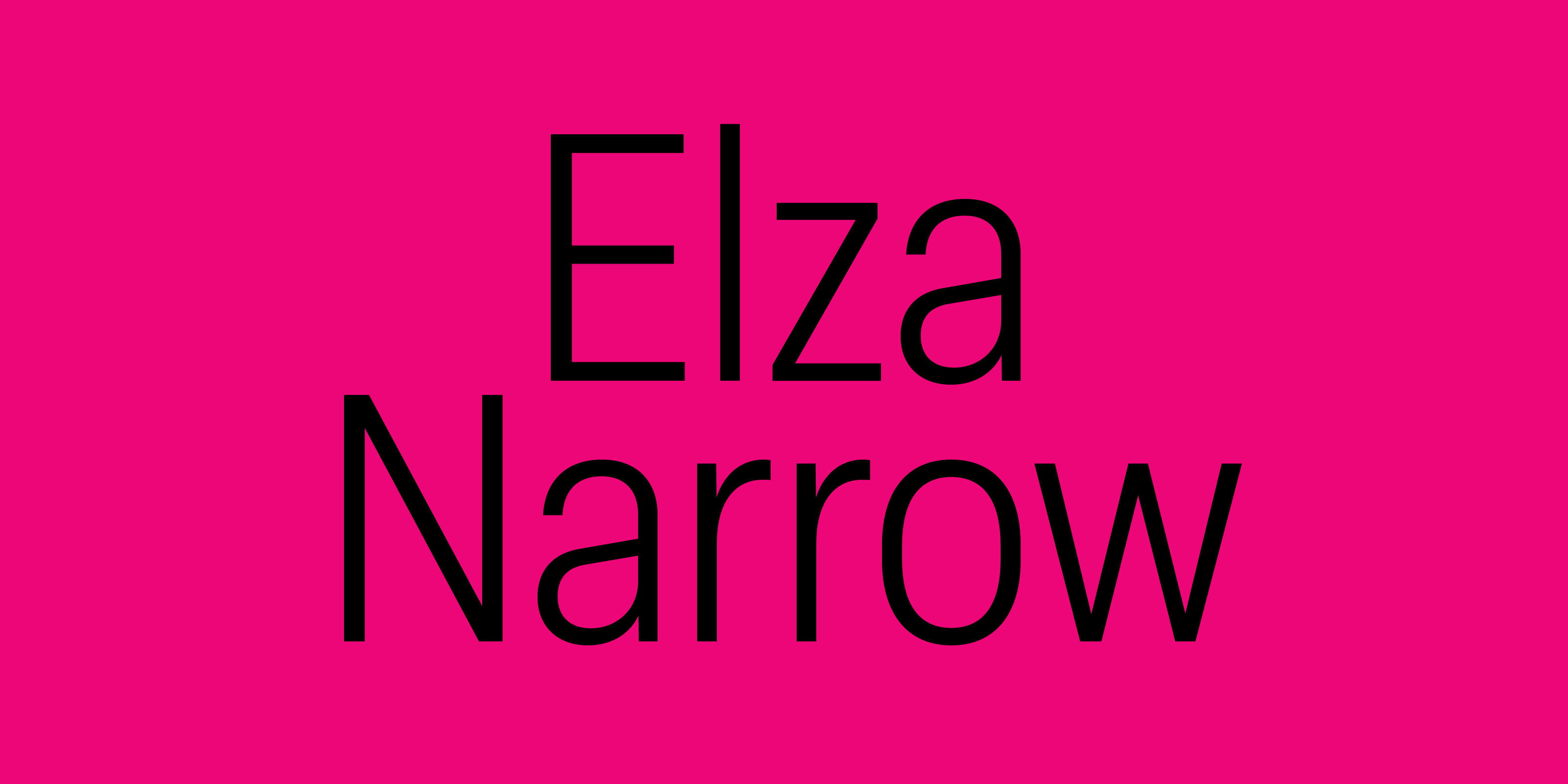 Card displaying Elza Narrow typeface in various styles