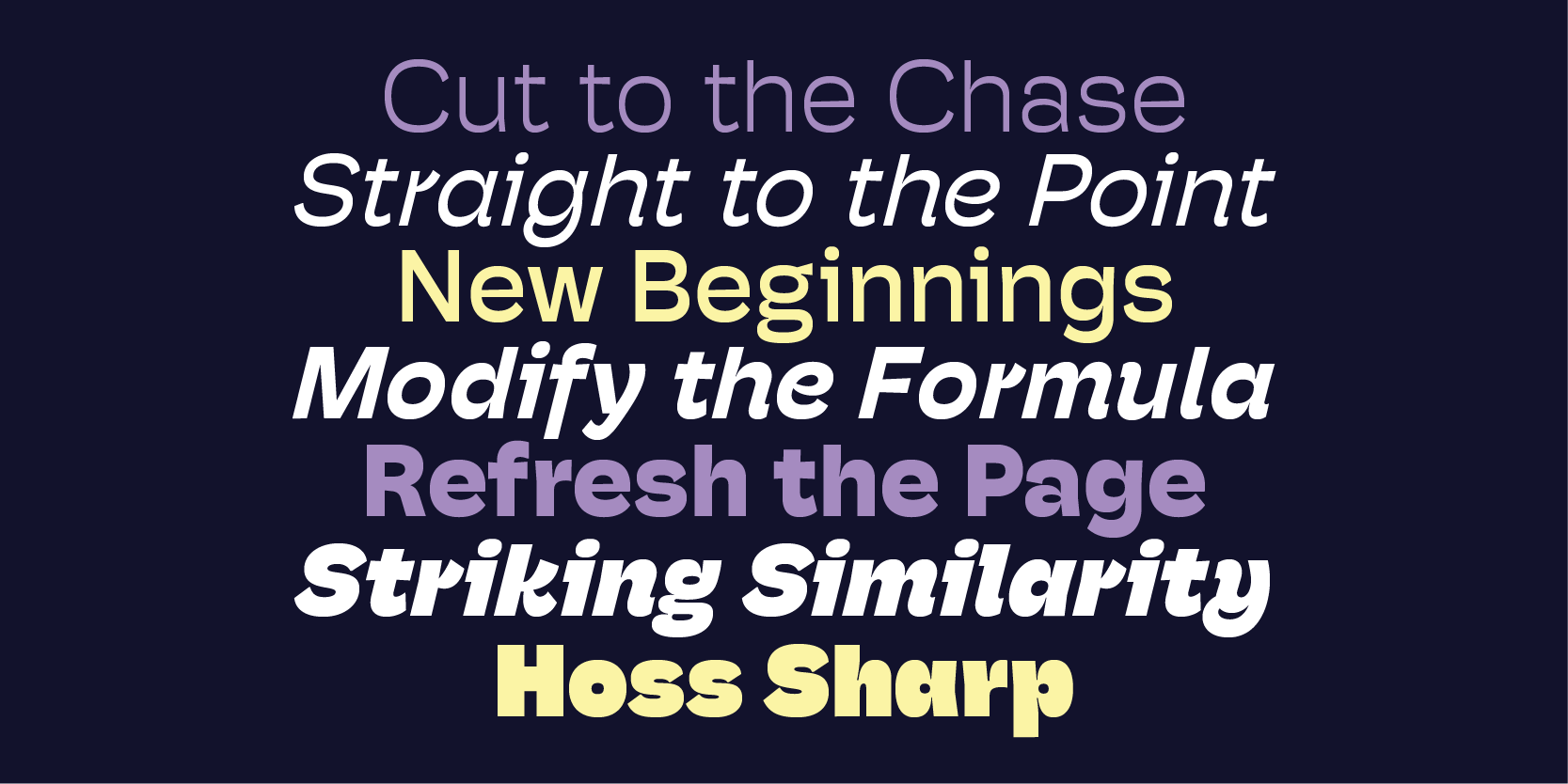Card displaying Hoss Sharp typeface in various styles