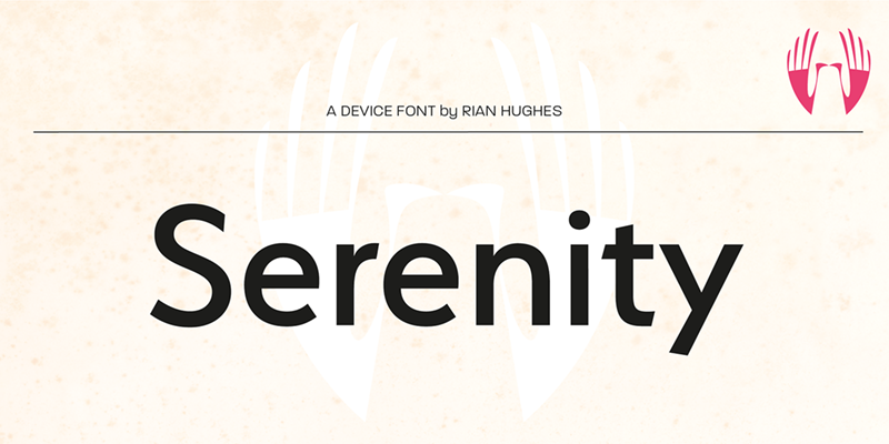 Card displaying Serenity typeface in various styles