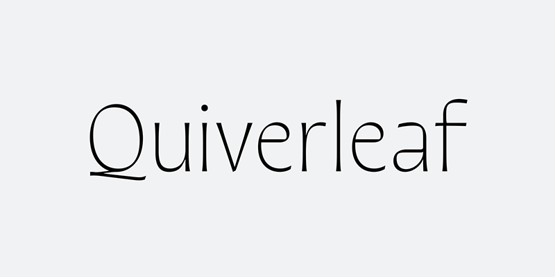 Card displaying Quiverleaf CF typeface in various styles