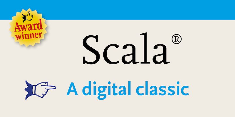 Card displaying Scala typeface in various styles