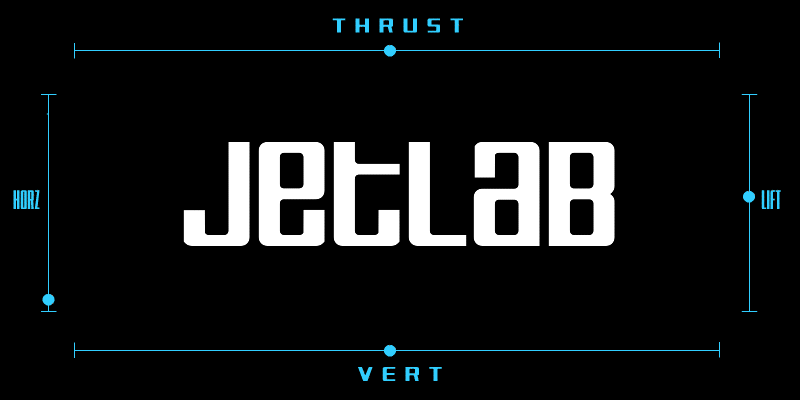Card displaying Jetlab Variable typeface in various styles