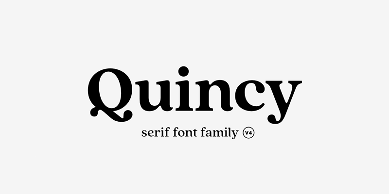 Card displaying Quincy CF typeface in various styles